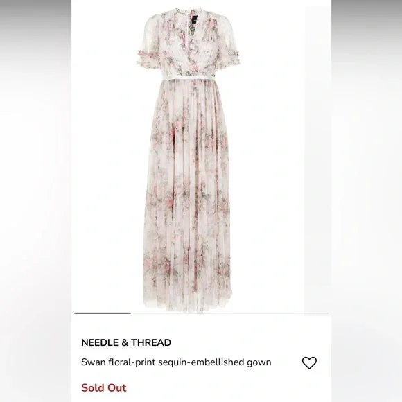 NWT Needle & Thread Floral Swan Sequin Bodice Gown - Picture 1 of 9